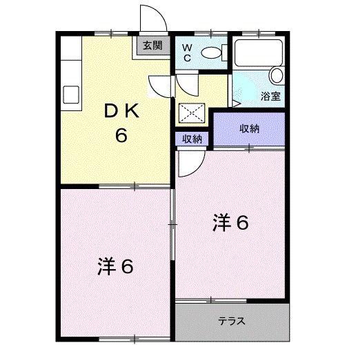 コーポマエヤシキ(2DK/1階)の間取り写真
