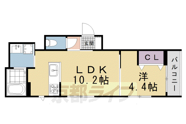 紫竹下芝本町(1LDK/1階)の間取り写真