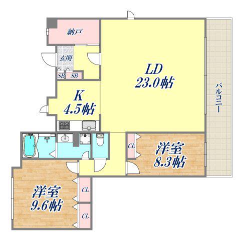 サニーヒルウエスト(2LDK/2階)の間取り写真