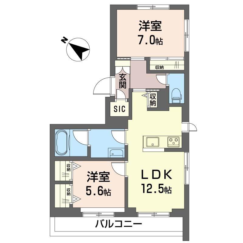 ノルドK(2LDK/2階)の間取り写真