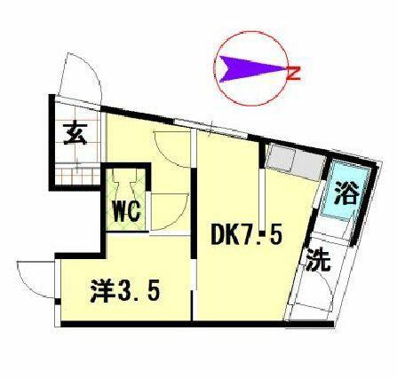 サニーマンション(1DK/3階)の間取り写真