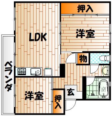 富野サンコーポ(2LDK/1階)の間取り写真