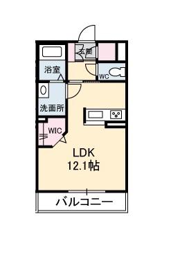 シャ一メゾングリ一ンA棟(ワンルーム/2階)の間取り写真