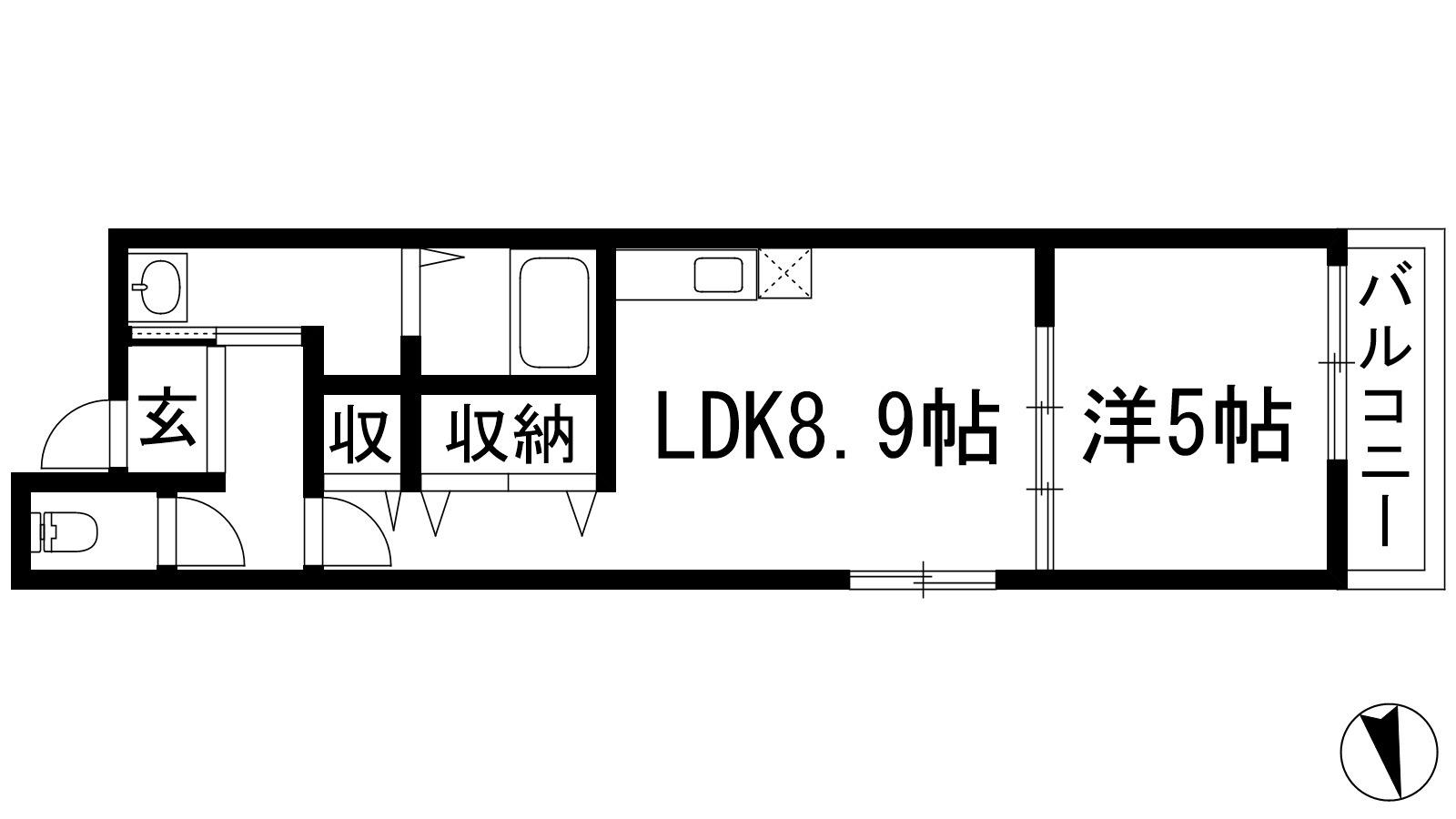 フジパレス池田南Ⅱ番館(1LDK/1階)の間取り写真