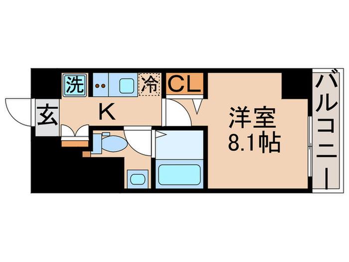 LUXE東金町(1K/4階)の間取り写真