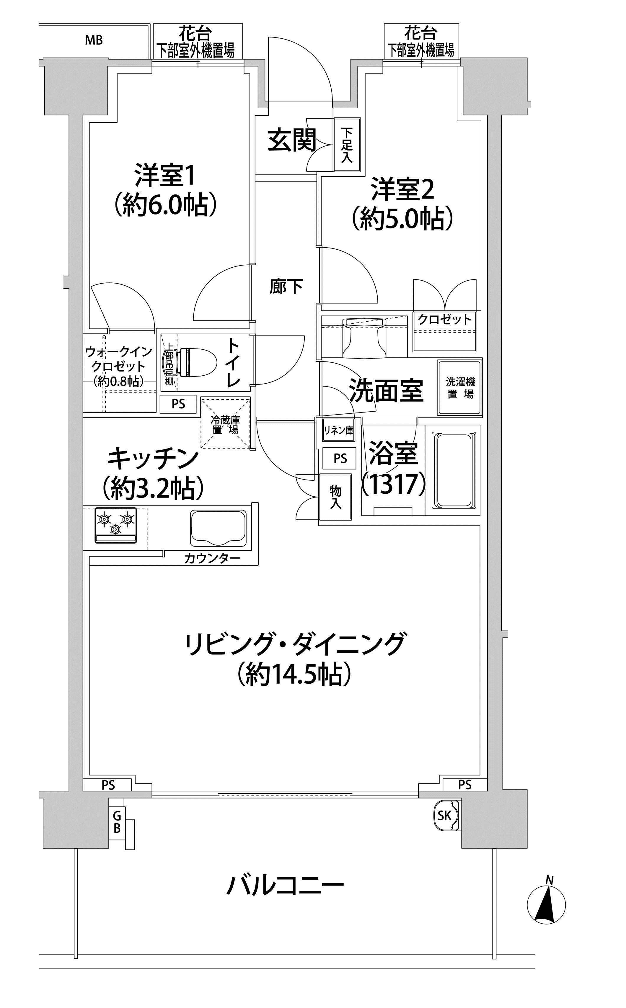 ブローテ横浜高島台(2LDK/6階)の間取り写真