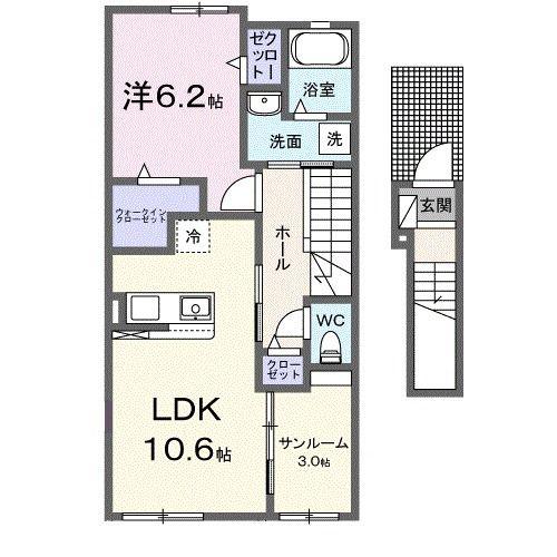 セリーノ・K(1LDK/2階)の間取り写真
