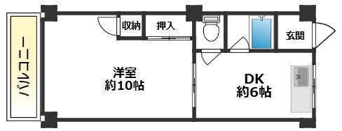 大辰マンション(1DK/4階)の間取り写真