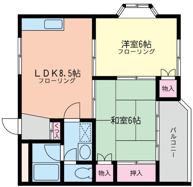 グラースハイツ(2LDK/1階)の間取り写真