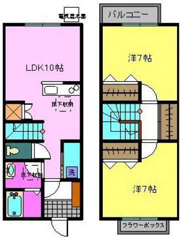 メゾネットゼゼ(2LDK/1階)の間取り写真