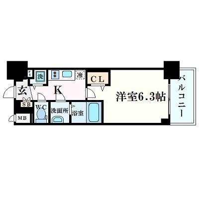プレサンス大阪城公園ネクサス(1K/8階)の間取り写真