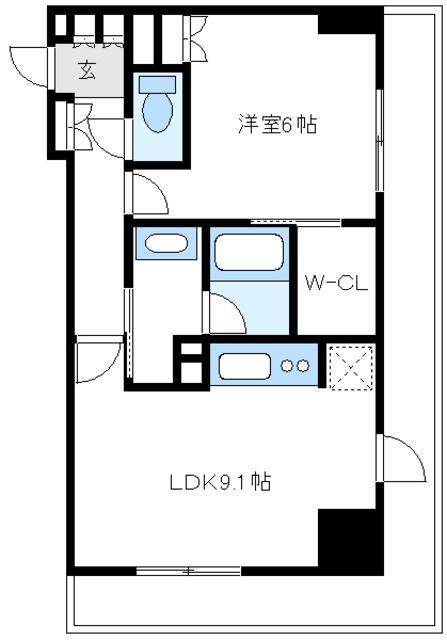 リージア海老名ビナフロント(1LDK/8階)の間取り写真