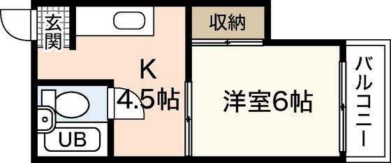 REFLA(1DK/3階)の間取り写真