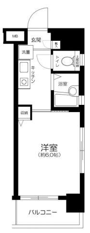 ロワール島津山南(1K/3階)の間取り写真