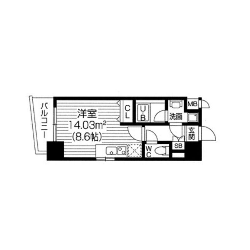 S-RESIDENCE福島LUXE(ワンルーム/8階)の間取り写真