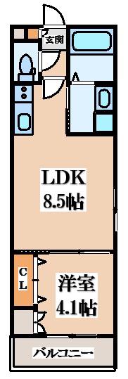 アバンティオ弥刀(1LDK/2階)の間取り写真