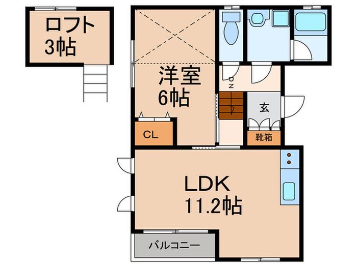 ルネスリビエール(1LDK/1階)の間取り写真