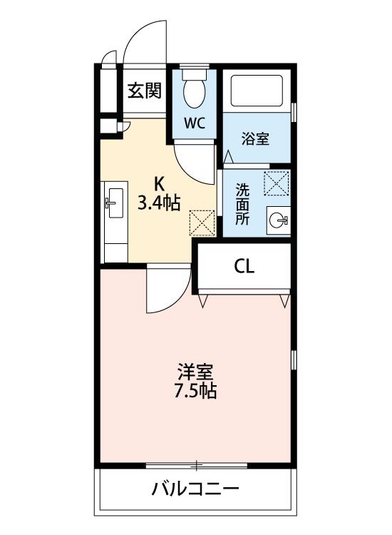 TIERRA新安城(1K/2階)の間取り写真