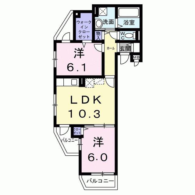 ブリリアント(2LDK/3階)の間取り写真