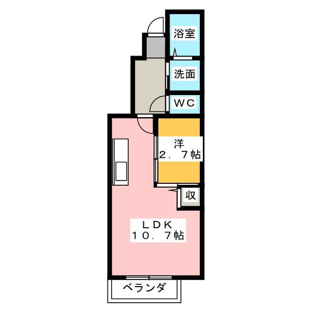 近鉄名古屋線 津駅 徒歩29分 2階建 築12年(1LDK/1階)の間取り写真