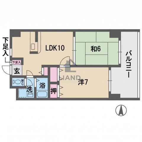 キャメロット・パークビュー(2LDK/9階)の間取り写真