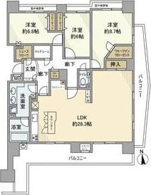 日神パレステージ本厚木グランビュー(3LDK/4階)の間取り写真