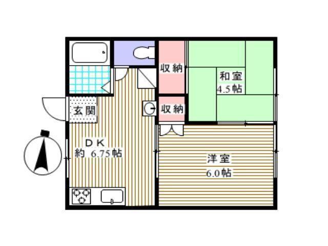 かすがハイツ(2DK/2階)の間取り写真