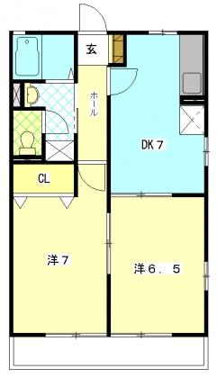 クレール葵(2DK/2階)の間取り写真