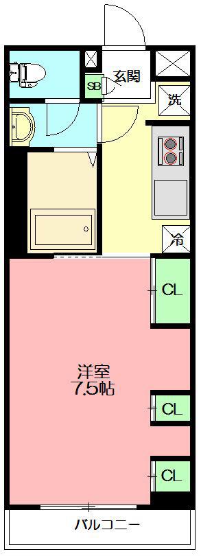 リブリ・FEEL-M湘南VII(1K/2階)の間取り写真