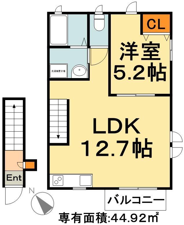 グレイスヴィラB棟(1LDK/1階)の間取り写真