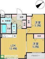 PAPILLON SEKIMAE(2LDK/3階)の間取り写真