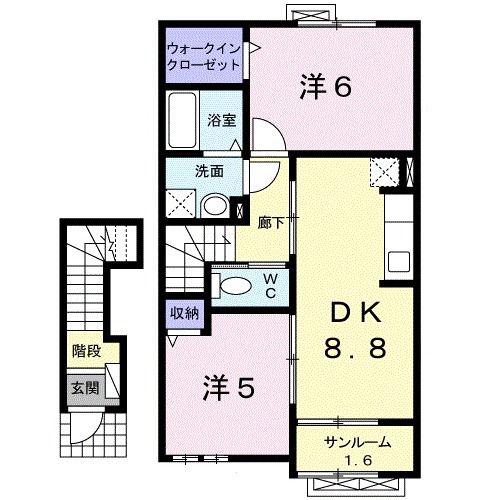 バーベナ(2DK/2階)の間取り写真