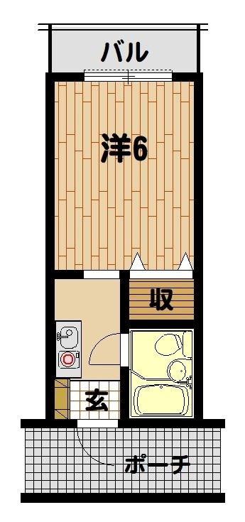 リバーサイドMIYAZAKI(1K/2階)の間取り写真