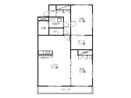 クレイドル若宮(2SLDK/1階)の間取り写真