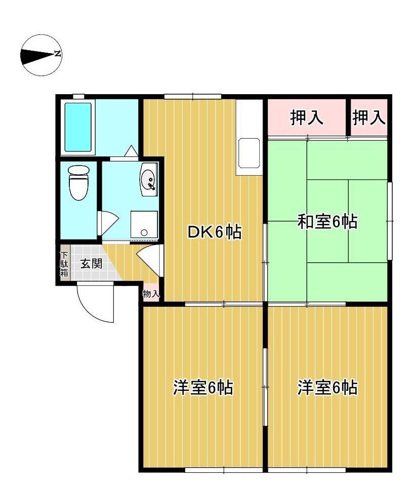 コスモヒルズA棟(3DK/1階)の間取り写真