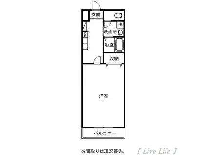 センチュリーフラッツ(1K/9階)の間取り写真