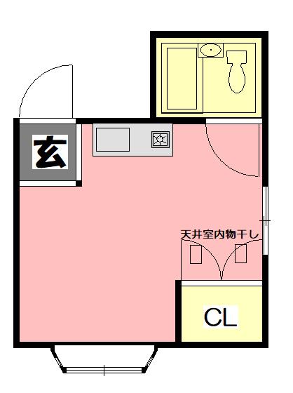 古川橋ハイツ(ワンルーム/2階)の間取り写真