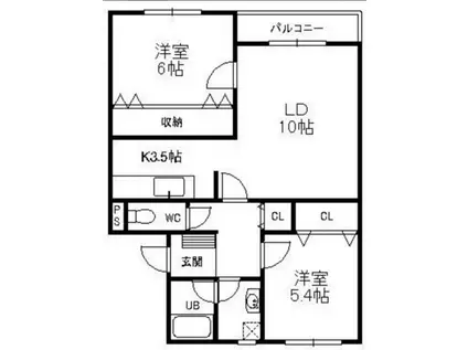 アリスト21(2LDK/3階)の間取り写真
