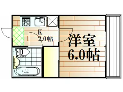 津倉さつきマンション(1K/2階)の間取り写真
