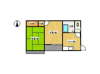 万富コーポ(2DK/1階)の間取り写真