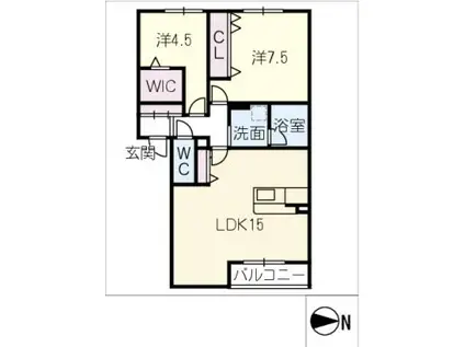 レリーサ知多II(2LDK/1階)の間取り写真