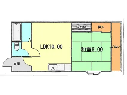 旭マンション(1LDK/2階)の間取り写真