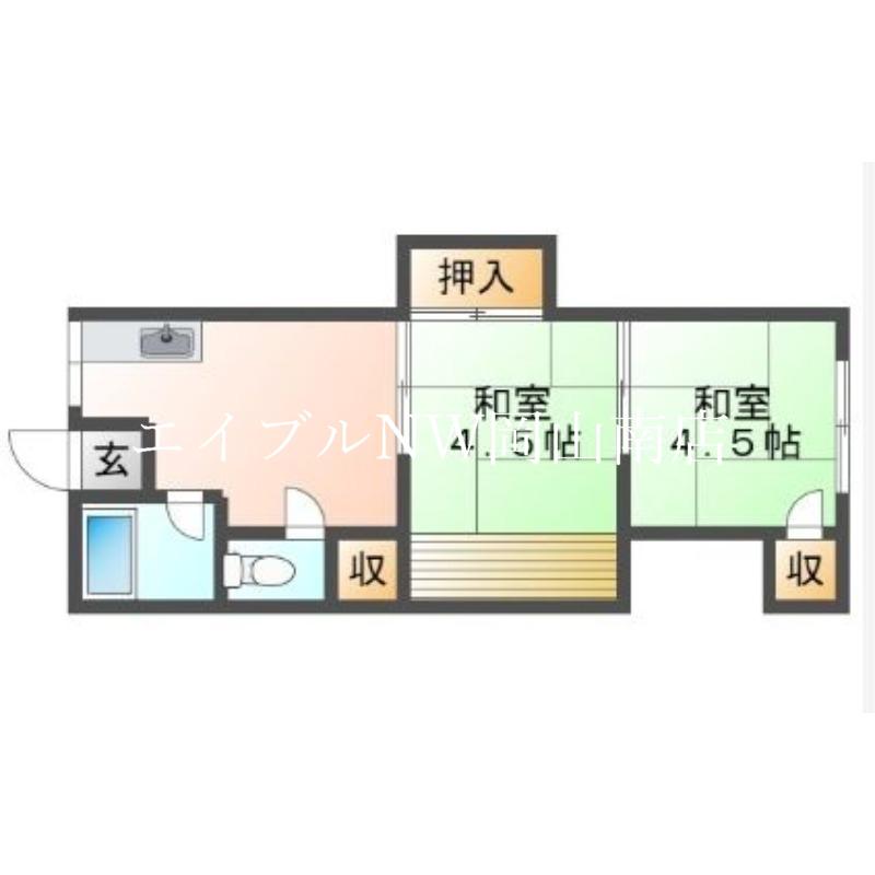杉岡アパート(2DK/2階)の間取り写真
