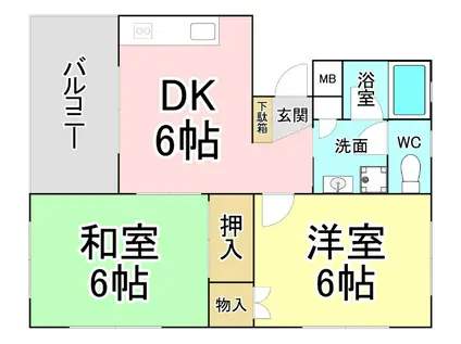 メゾンドルーブル(2DK/3階)の間取り写真