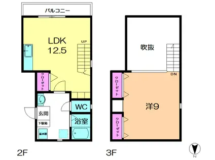 プレジール(1LDK/2階)の間取り写真