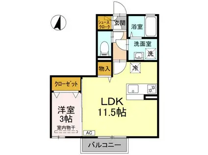 T・コート(1LDK/2階)の間取り写真