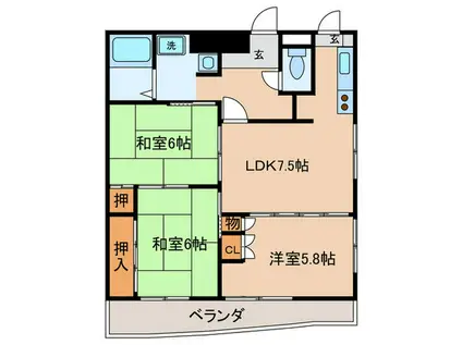 アミティ安田(3LDK/6階)の間取り写真