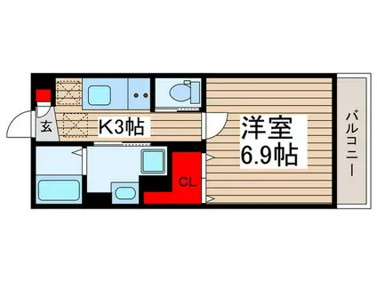 OPUSV(1K/2階)の間取り写真