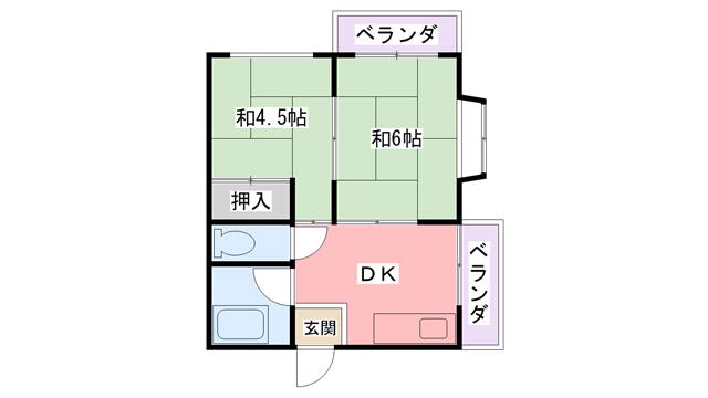 サンハイツ中西(2DK/3階)の間取り写真