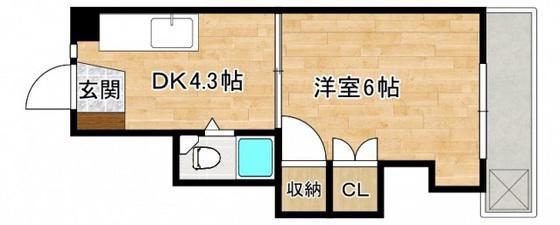 柳川ビル(1DK/4階)の間取り写真
